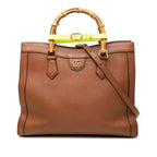 Gucci Bamboo Diana Medium Tote Shoulder Bag 2-Way Brown Leather