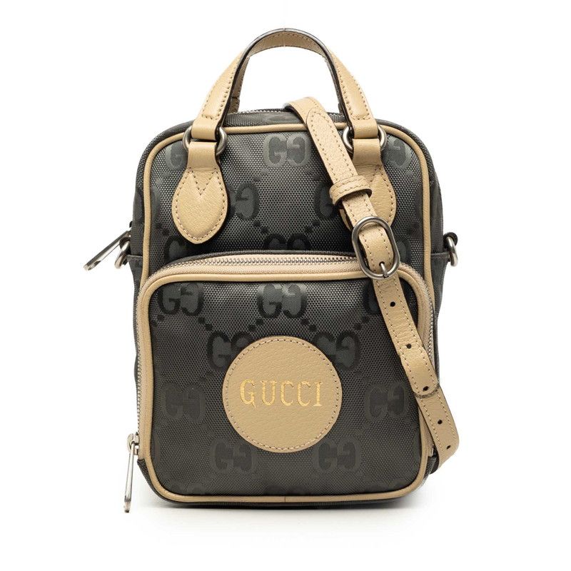 Gucci GG Nylon Off the Grid 2-Way Shoulder Bag Gray Beige