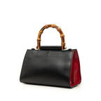 Gucci Bamboo Sherry Line Nymphaea 2-Way Shoulder Bag Black Red Leather — view 2