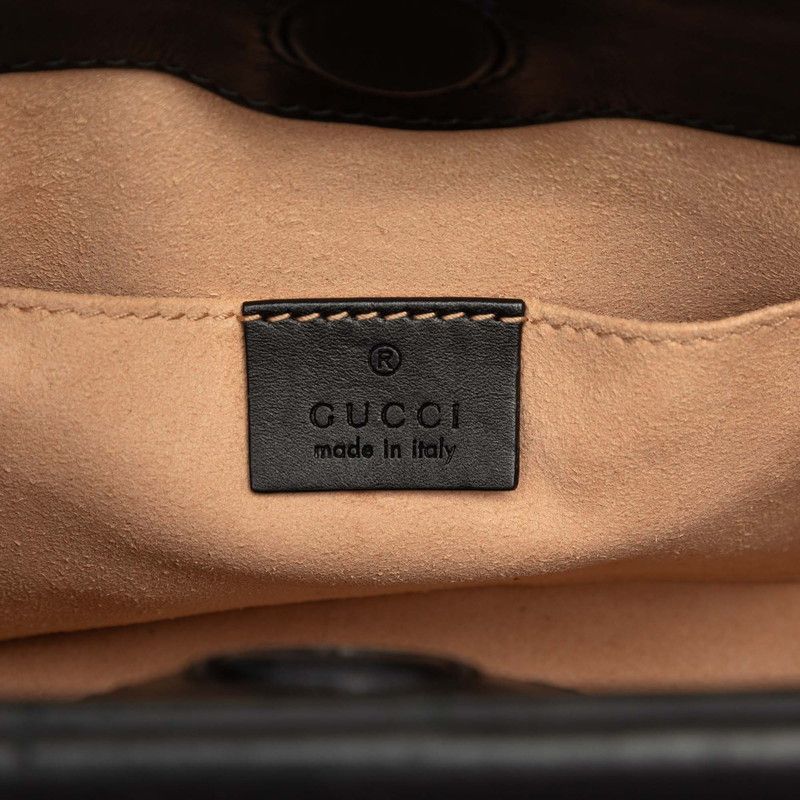 Gucci Bamboo Sherry Line Nymphaea 2-Way Shoulder Bag Black Red Leather — view 6