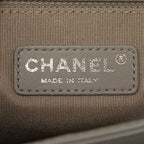 Chanel CC Logo Boy Quilted Chain Shoulder Bag Gray Beige Lambskin — view 7