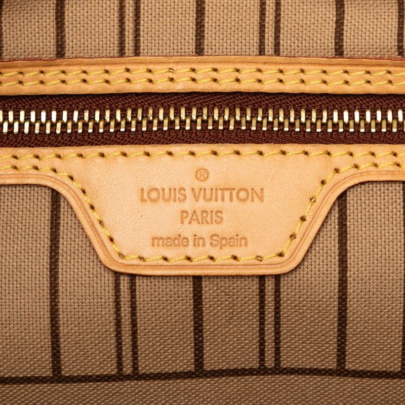 Louis Vuitton Monogram Neverfull MM Shoulder Bag Tote Brown Leather — view 6