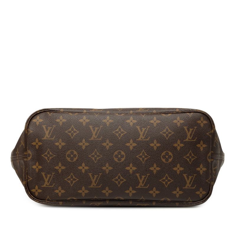 Louis Vuitton Monogram Neverfull MM Shoulder Bag Tote Brown Leather — view 3