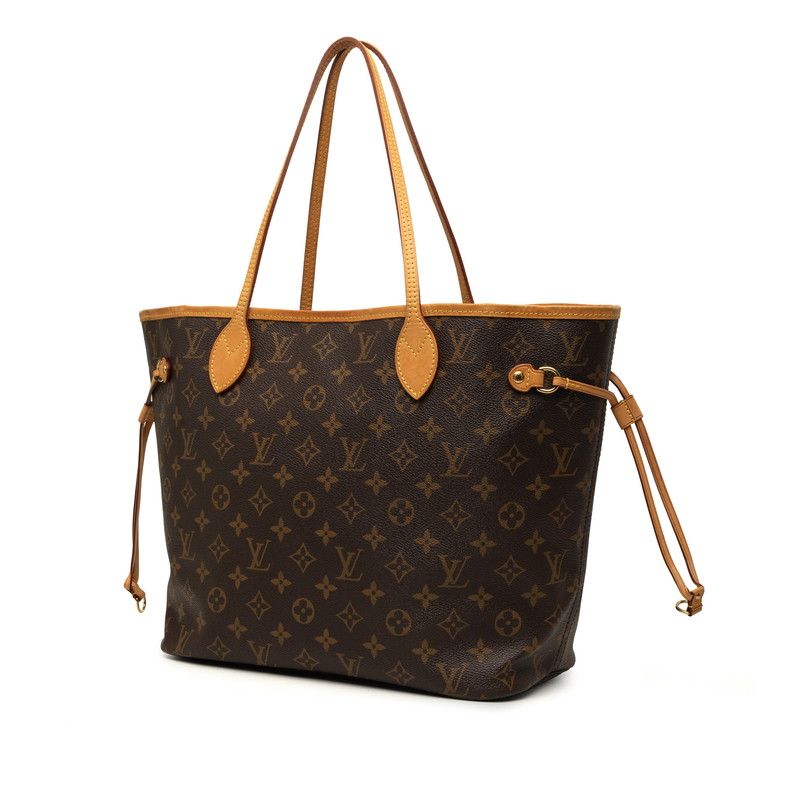 Louis Vuitton Monogram Neverfull MM Shoulder Bag Tote Brown Leather — view 2