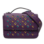 Bottega Veneta Intrecciato Embroidery 2-Way Shoulder Bag Purple Leather