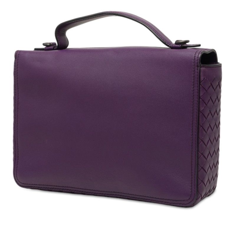 Bottega Veneta Intrecciato Embroidery 2-Way Shoulder Bag Purple Leather — view 2
