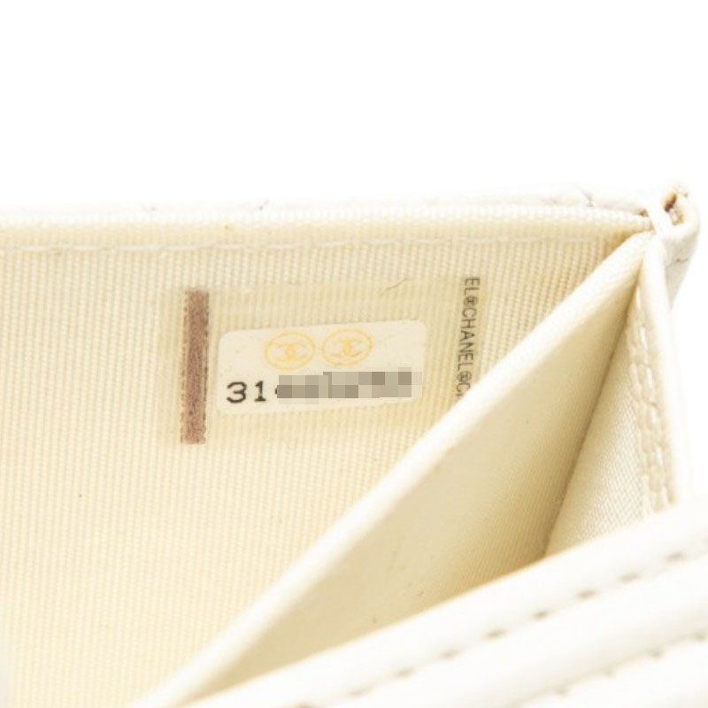 Chanel Quilted CC Logo Boy Crossbody Chain Wallet Shoulder Bag White Caviar — view 6