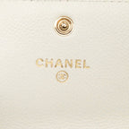 Chanel Quilted CC Logo Boy Crossbody Chain Wallet Shoulder Bag White Caviar — view 5