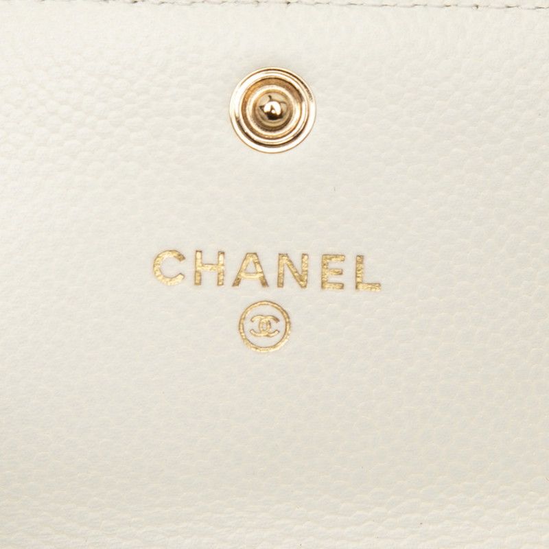 Chanel Quilted CC Logo Boy Crossbody Chain Wallet Shoulder Bag White Caviar — view 5