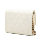 Chanel Quilted CC Logo Boy Crossbody Chain Wallet Shoulder Bag White Caviar — view 2
