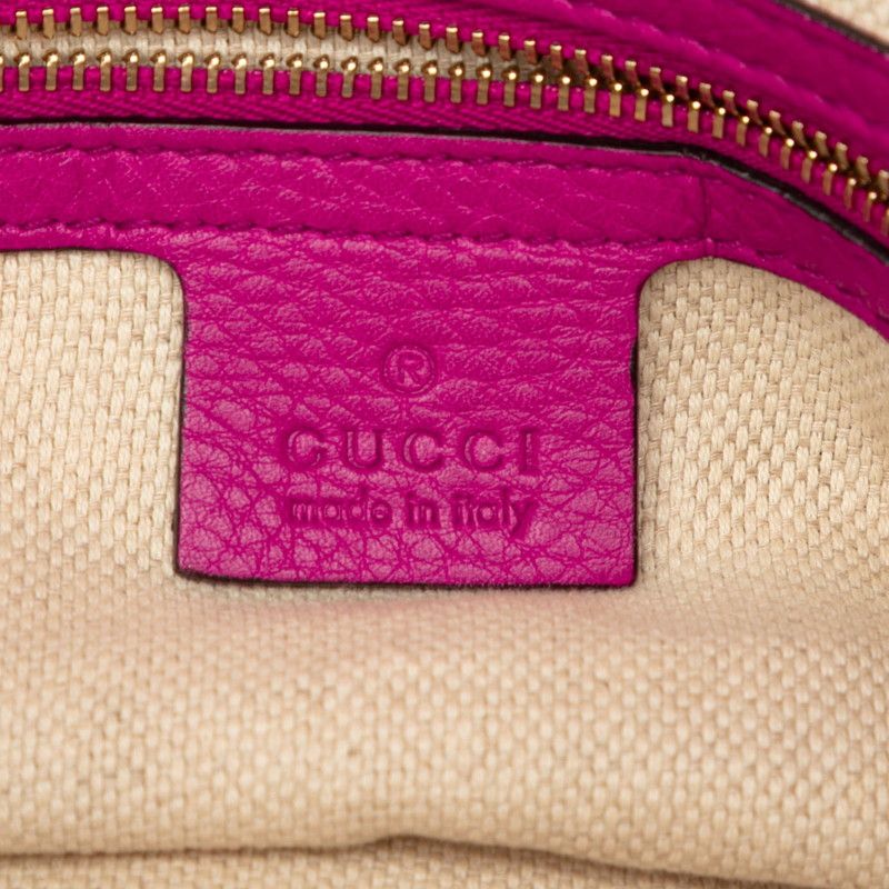 Gucci Interlocking G Soho Fringe Chain Shoulder Bag Pink Leather — view 5