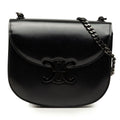 Celine Triomphe Besace Clair Chain Shoulder Bag Black Leather
