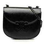 Celine Triomphe Besace Clair Chain Shoulder Bag Black Leather