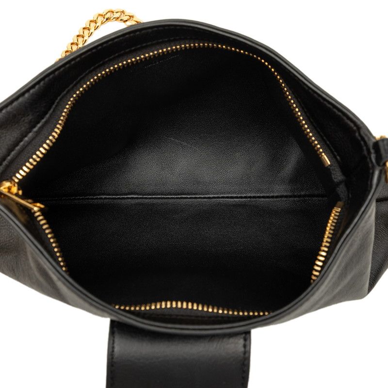 Celine Triomphe Chain Shoulder Bag Black Leather — view 4