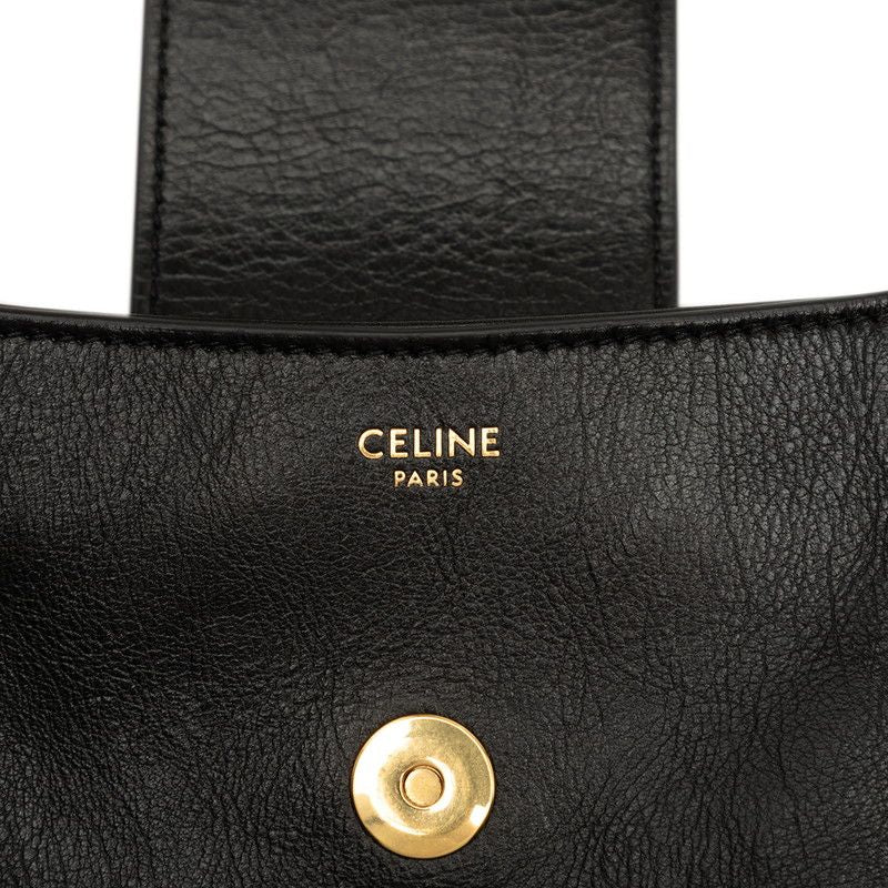 Celine Triomphe Chain Shoulder Bag Black Leather — view 5