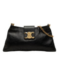 Celine Triomphe Chain Shoulder Bag Black Leather