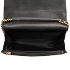 Chanel CC Logo Quilted Chain Wallet Shoulder Bag Black Gold Lambskin — view 4