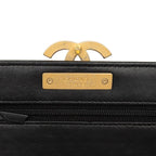 Chanel CC Logo Quilted Chain Wallet Shoulder Bag Black Gold Lambskin — view 6