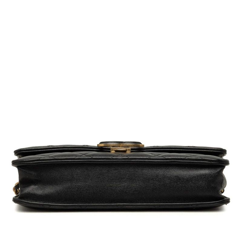 Chanel CC Logo Quilted Chain Wallet Shoulder Bag Black Gold Lambskin — view 3