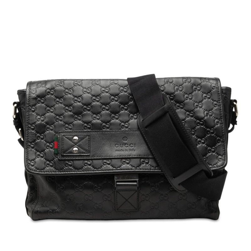 Gucci Guccissima Shoulder Bag Black Leather