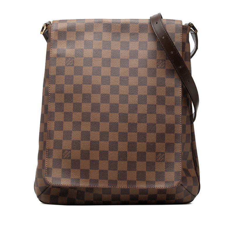 Louis Vuitton Damier Musette Crossbody Shoulder Bag Brown Leather