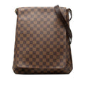 Louis Vuitton Damier Musette Crossbody Shoulder Bag Brown Leather