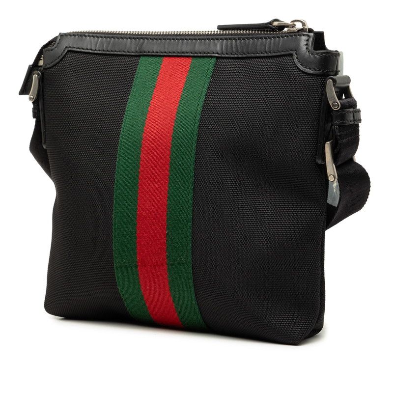 Gucci Sherry Line Crossbody Shoulder Bag Black Canvas Leather — view 2