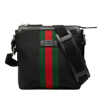 Gucci Sherry Line Crossbody Shoulder Bag Black Canvas Leather