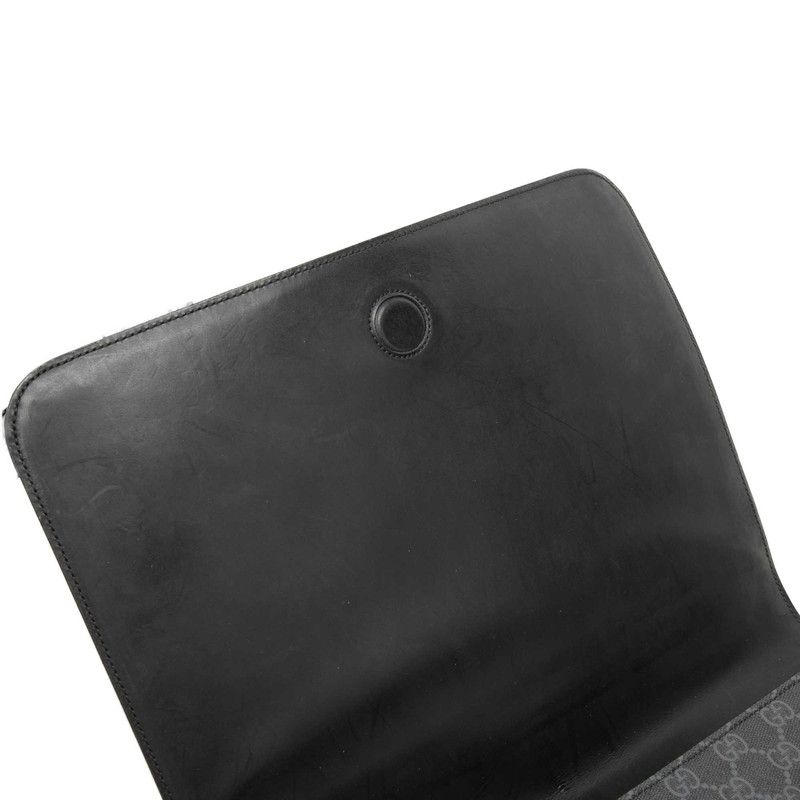 Gucci GG Supreme Courier Crossbody Shoulder Bag Black Gray Leather — view 4