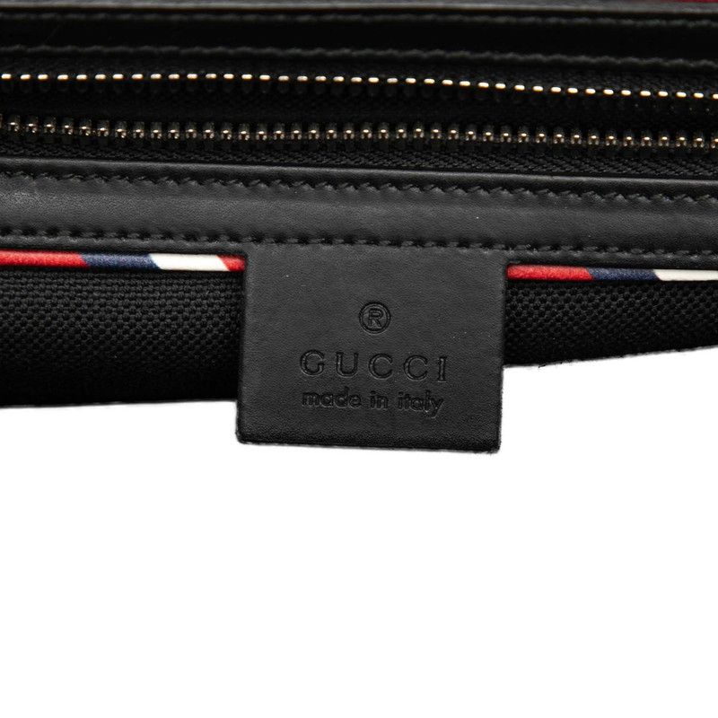 Gucci GG Supreme Courier Crossbody Shoulder Bag Black Gray Leather — view 6