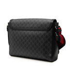 Gucci GG Supreme Courier Crossbody Shoulder Bag Black Gray Leather — view 2