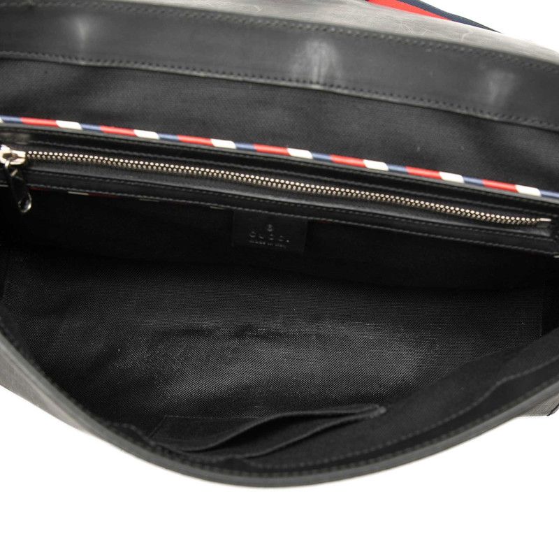 Gucci GG Supreme Courier Crossbody Shoulder Bag Black Gray Leather — view 5