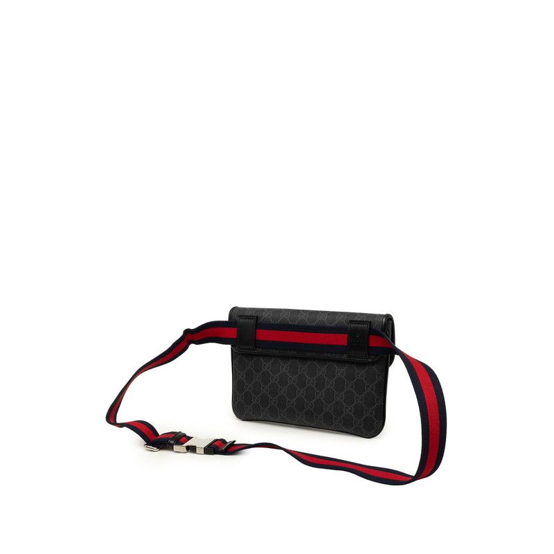 Gucci GG Supreme Belt Bag Black Gray Leather — view 2