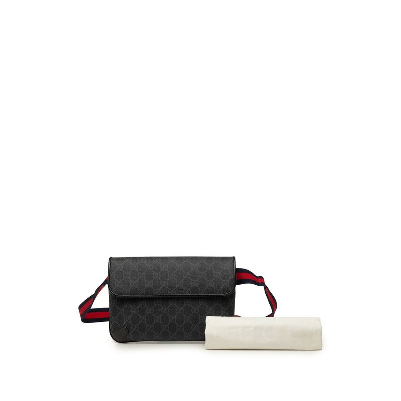 Gucci GG Supreme Belt Bag Black Gray Leather — view 7