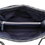 Chanel Quilted Chain Tote Shoulder Bag Navy Silver Leather — view 4