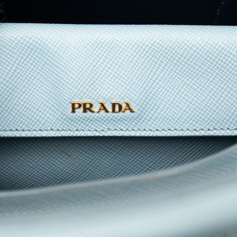 Prada Double 2-Way Shoulder Bag Light Blue Saffiano Leather — view 5