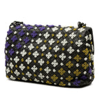 Bottega Veneta Intrecciato Olympia Embroidery Chain Shoulder Bag Black Purple — view 2