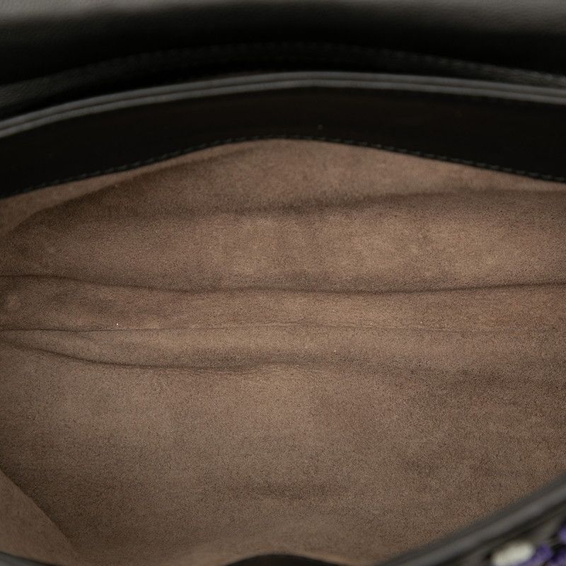 Bottega Veneta Intrecciato Olympia Embroidery Chain Shoulder Bag Black Purple — view 4