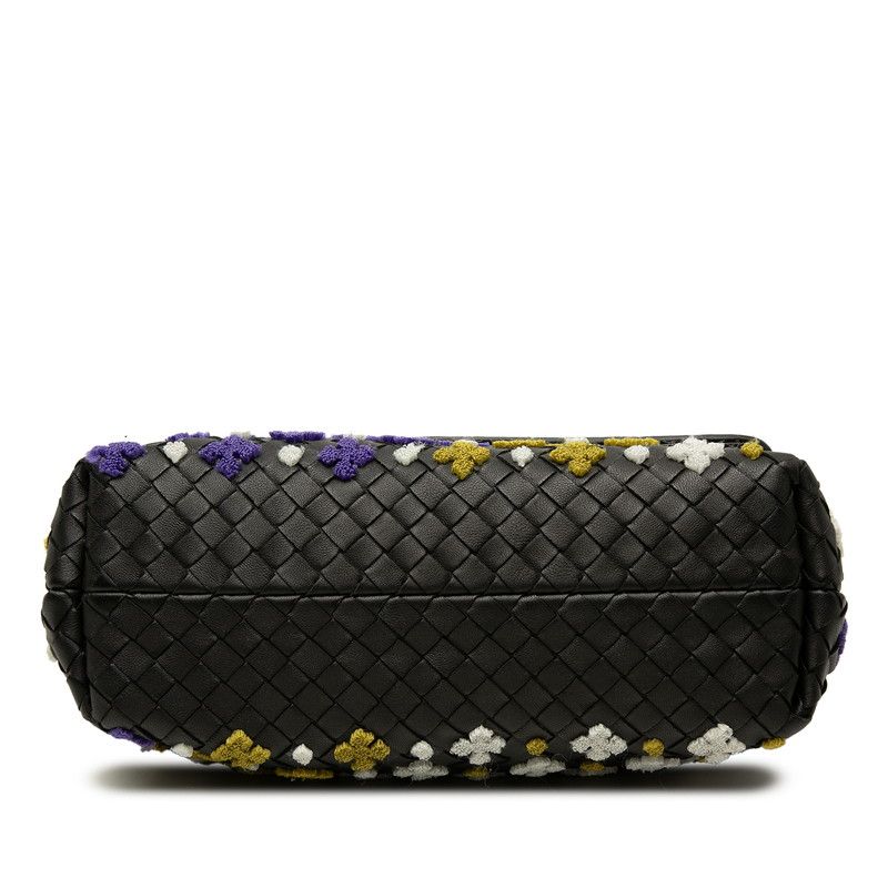 Bottega Veneta Intrecciato Olympia Embroidery Chain Shoulder Bag Black Purple — view 3