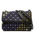 Bottega Veneta Intrecciato Olympia Embroidery Chain Shoulder Bag Black Purple