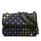 Bottega Veneta Intrecciato Olympia Embroidery Chain Shoulder Bag Black Purple