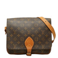 Louis Vuitton Monogram Cartouchiere GM Crossbody Shoulder Bag Brown Leather