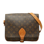 Louis Vuitton Monogram Cartouchiere GM Crossbody Shoulder Bag Brown Leather