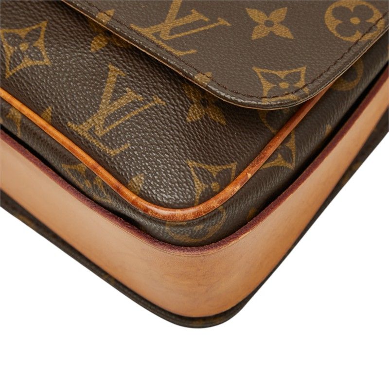 Louis Vuitton Monogram Cartouchiere GM Crossbody Shoulder Bag Brown Leather — view 4