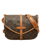 Louis Vuitton Monogram Saumur 30 Crossbody Shoulder Bag Brown Leather