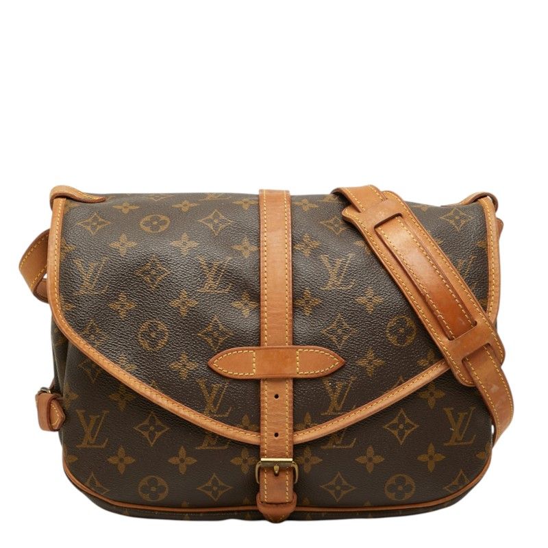Louis Vuitton Monogram Saumur 30 Crossbody Shoulder Bag Brown Leather