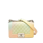 Chanel Quilted CC Logo Boy Chain Shoulder Bag Multicolor Caviar Leather