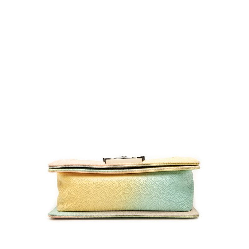 Chanel Quilted CC Logo Boy Chain Shoulder Bag Multicolor Caviar Leather — view 3