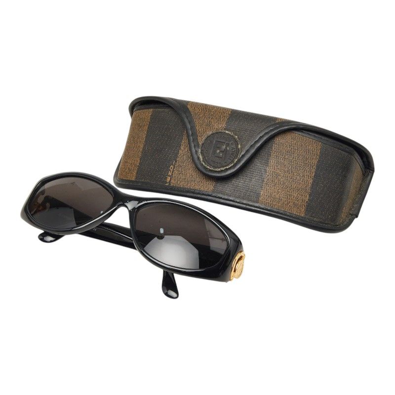 Fendi Oval Sunglasses Black Gold Acetate Plated Eyewear — view 7