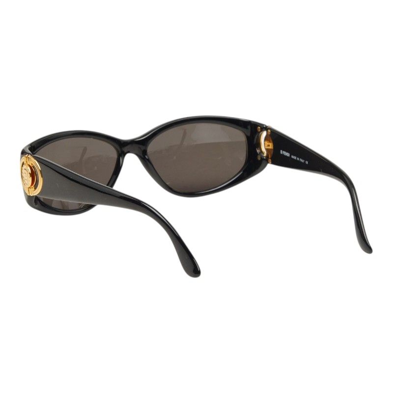Fendi Oval Sunglasses Black Gold Acetate Plated Eyewear — view 2